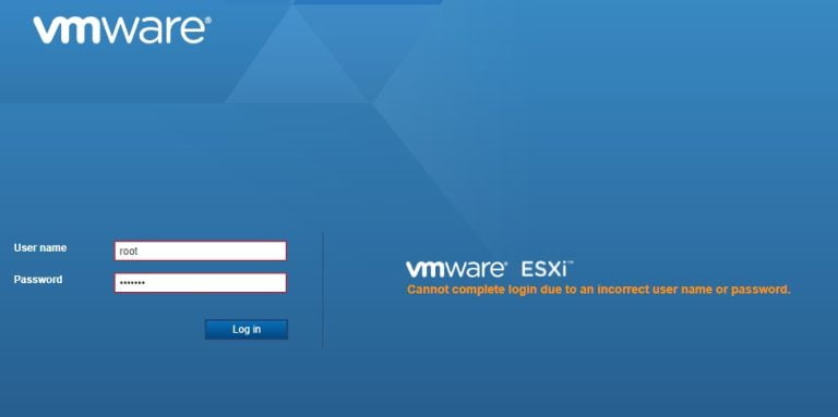 VMware Esxi Şifre Problemi