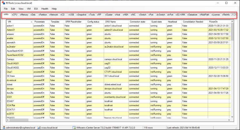 RvTools Kullanımı ve Özellikleri